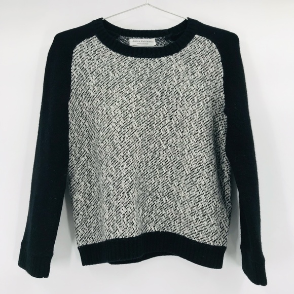 Amina Rubinacci Wool Blend Crewneck Long Sleeve Knit Sweater Black White Size XS - Picture 1 of 6
